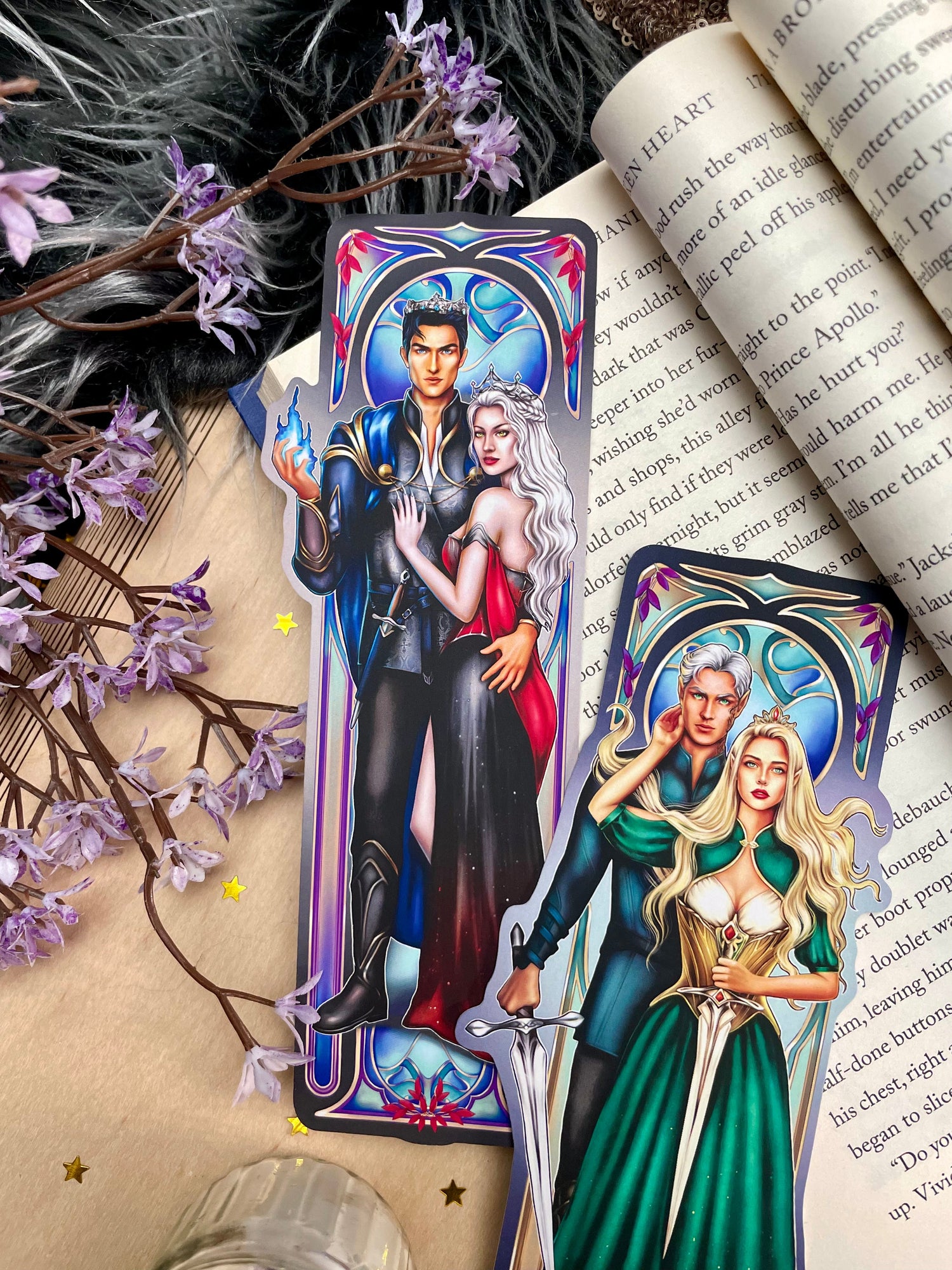 Bookmarks with a stained glass background